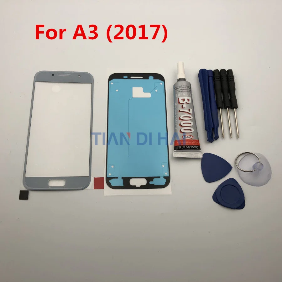 

Front Panel For Samsung Galaxy A3 2017 A320 A320F Touch Screen LCD Display Glass TP Cover Replacement + Sticker B-7000 Glue Tool
