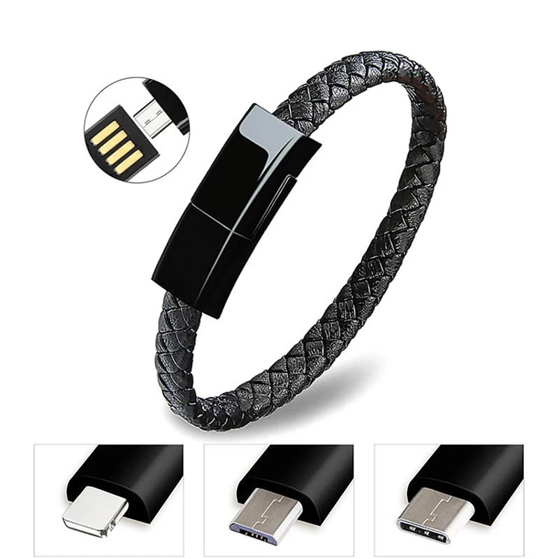 

USB Phone Charger Cable Bracelet Mobile Phone Data Cable Quick Charge Fast for iphone 6 7 8 X plus/Huawei P30 Wire Drop Shipping