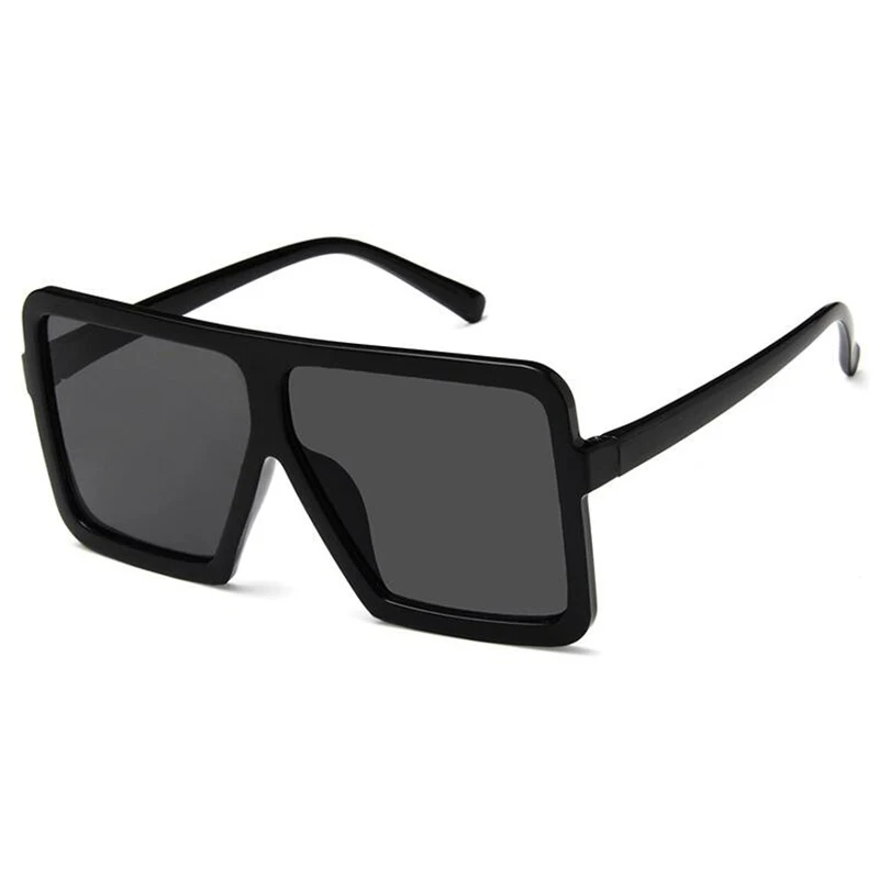 Новые брендовые большие квадратные мужские солнцезащитные очки, женские дешевые высококачественные черные очки, пластиковые стильные очки oculos de sol feminino - Цвет линз: black frame gray