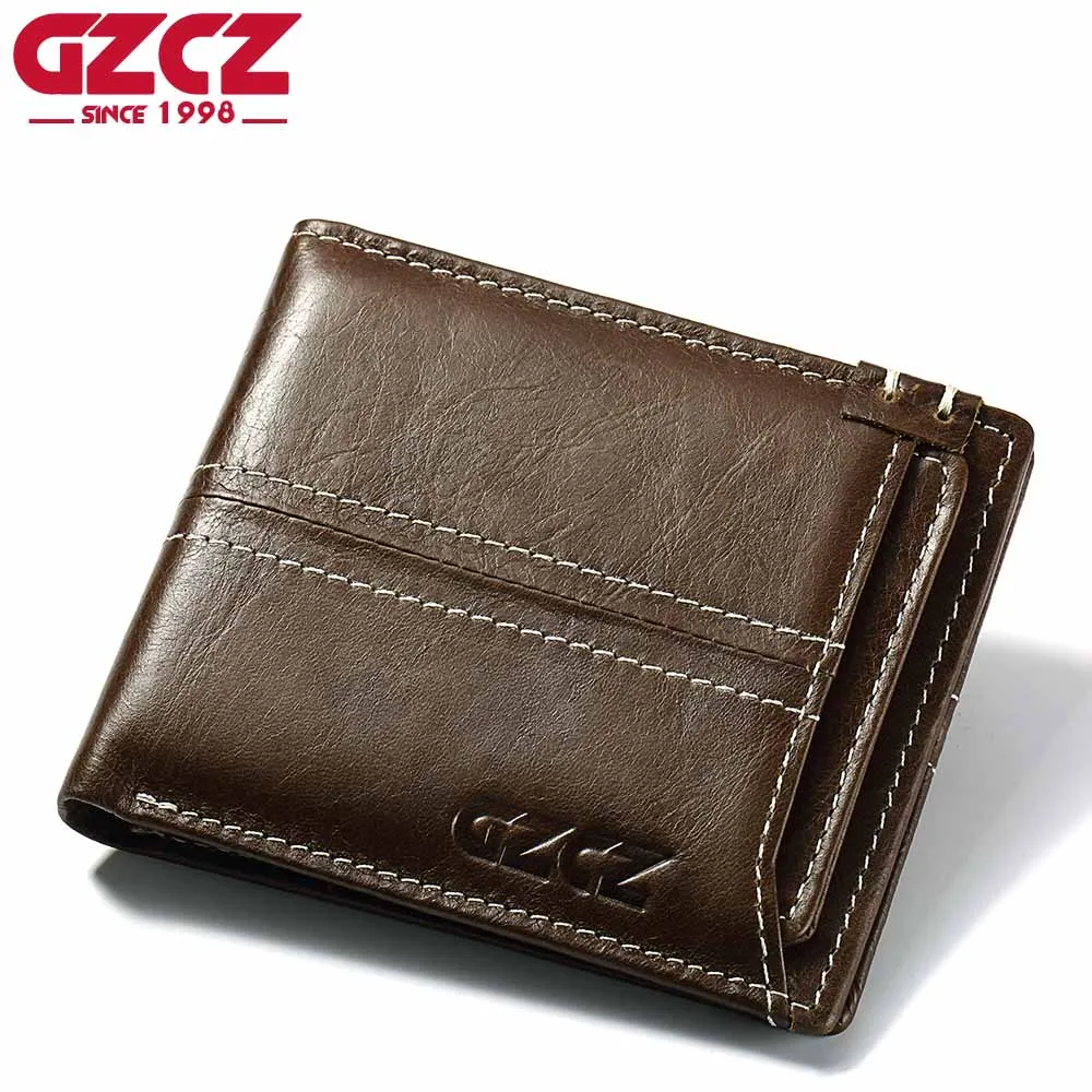 

GZCZ Coin Purse Men's Genuine Leather Wallet Card Holder Male Cudan Mini Bifold Small Vallet Slim Money Bag PORTFOLIO MAN Perse