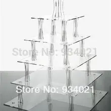 Высокое качество 6 ярусов акриловый квадратный пирог подставки для свадьбы подставка для чашек дисплей стенд