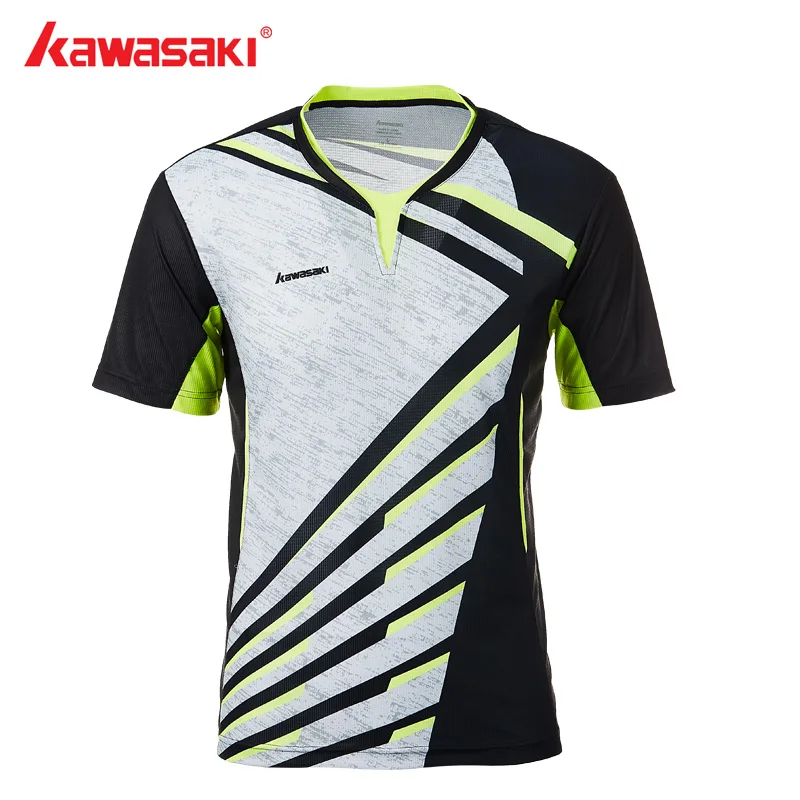 Настоящая мужская футболка Kawasaki с v-образным вырезом и короткими рукавами, футболки для бадминтона, теннисная футболка для мужчин, спортивная одежда для спорта на открытом воздухе, ST-T1013