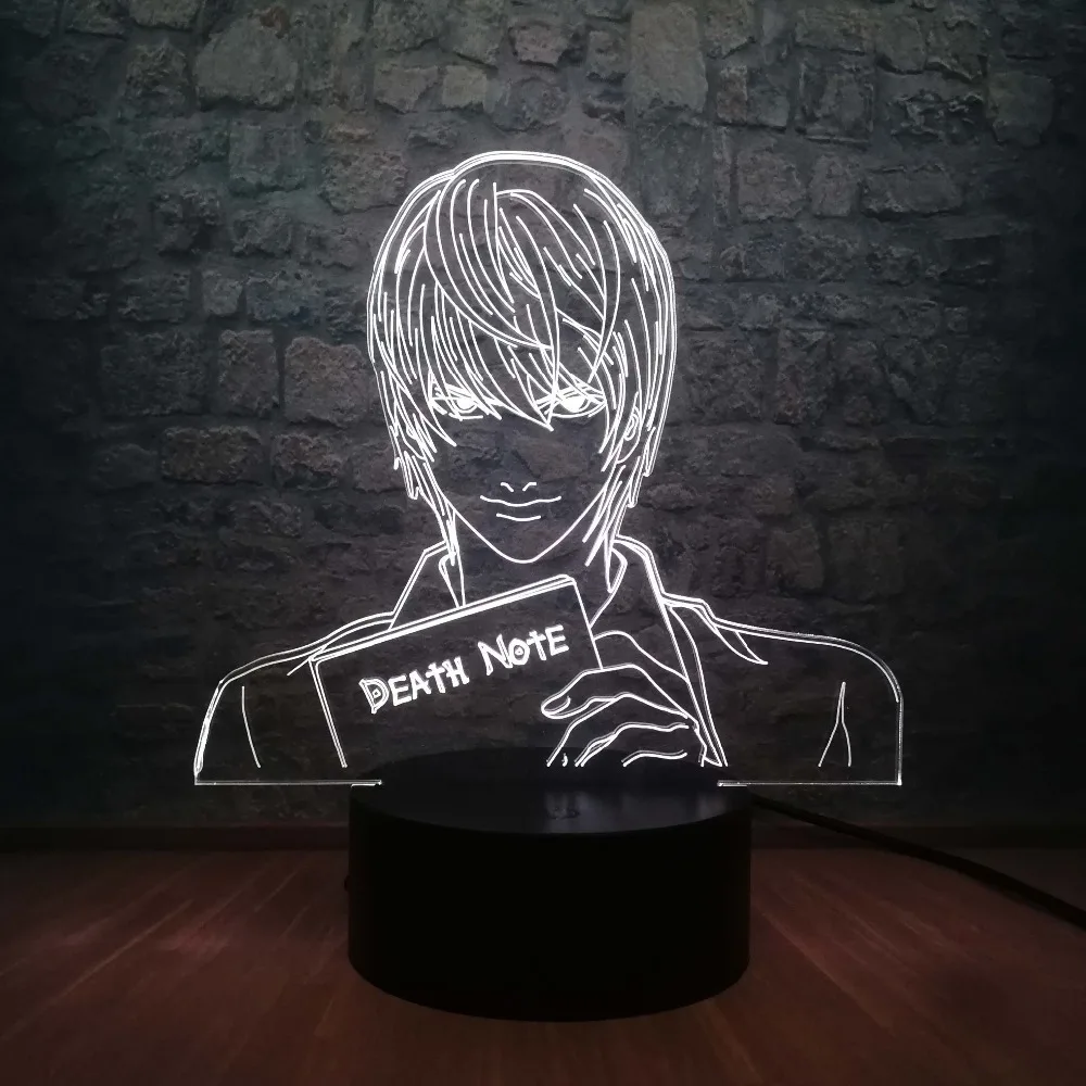 Горячая аниме дэт Note рисунок Yagami 3D светодиодный светильник, ночник многоцветный RGB лампы для дома декоративные подростковый подарок на день рождения Детские игрушки