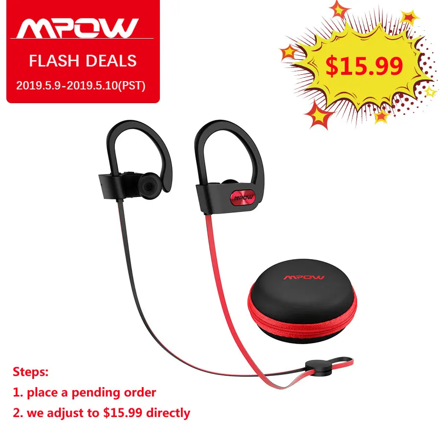 Original Mpow Flame Bluetooth Headphones HiFi Stereo Wireless Earbuds Waterproof Sport Earphones With Mic/Portable Carrying Case