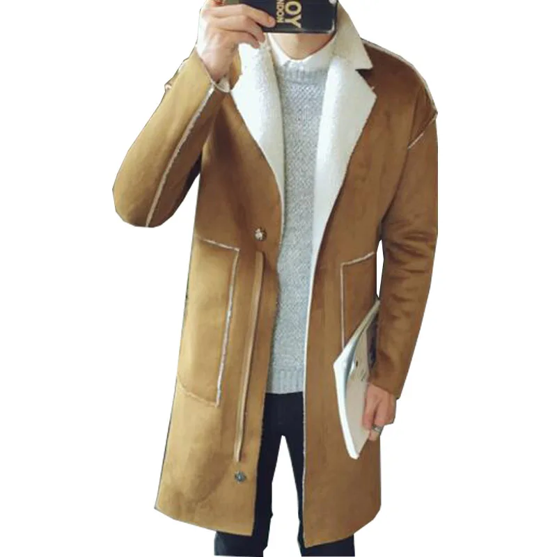 2017 High Quality New Long Wool Trench Coat men Fashion Long Men Thickening Windbreaker Cotton Wool Coat Size M-2XL