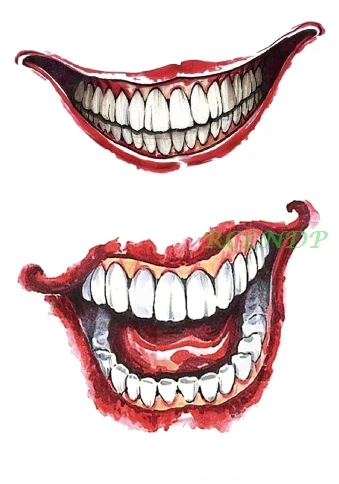 Водостойкая временная татуировка наклейка Джокер 3D отряд самоубийц большой рот тату наклейка s флэш-тату поддельные татуировки для мужчин женщин детей - Цвет: Смешанный цвет