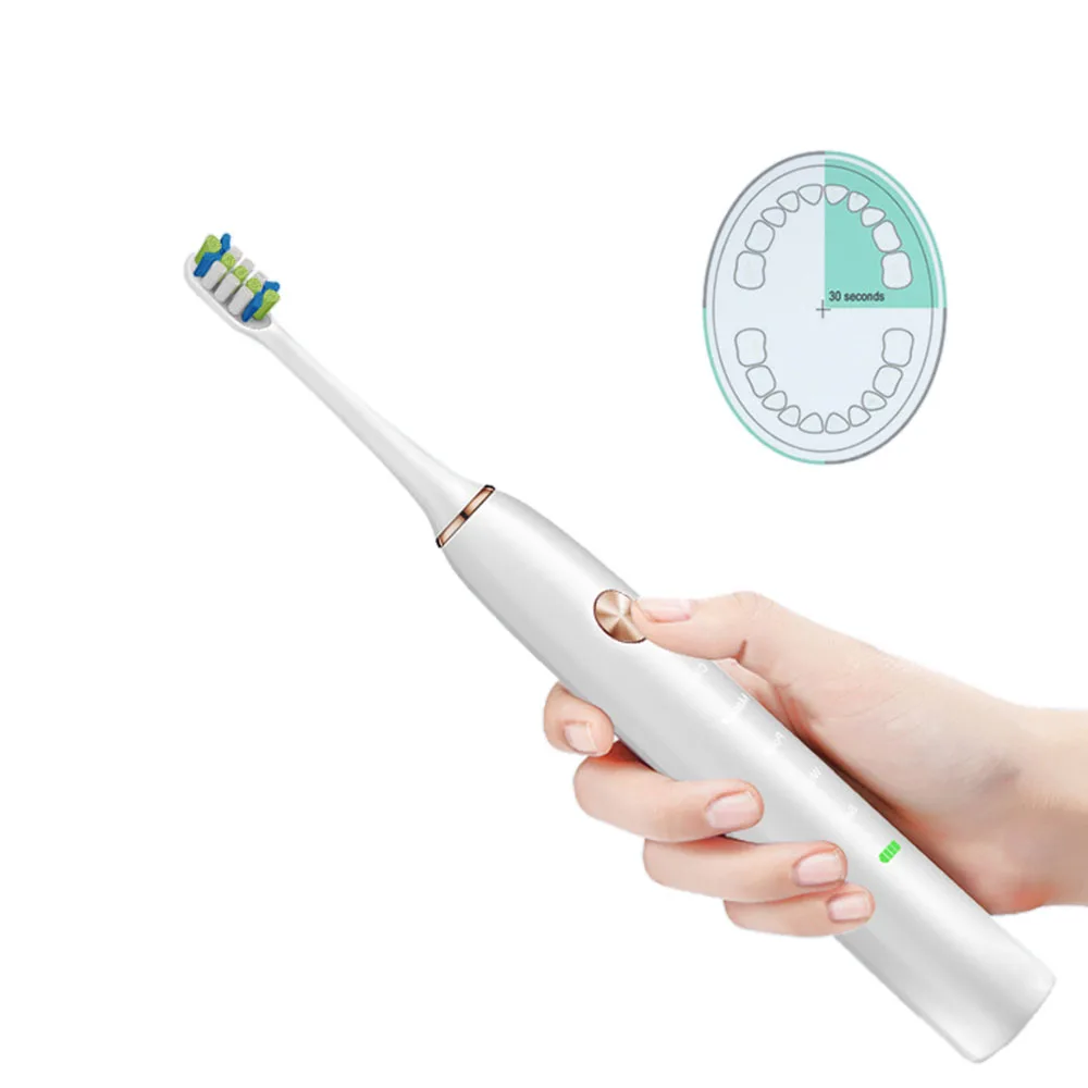 5 Режим очистки звуковая зубная щетка электрическая зубная щетка ультразвуковая Автоматическая модернизированная USB заряжаемая для взрослых Водонепроницаемая IPX7