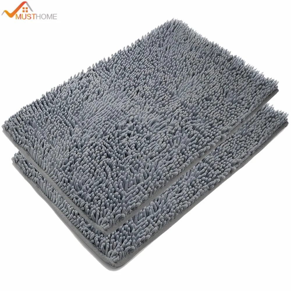 2PCS/Set 40*60cm Soft Shaggy Non Slip Absorbent Bath Mat Bathroom