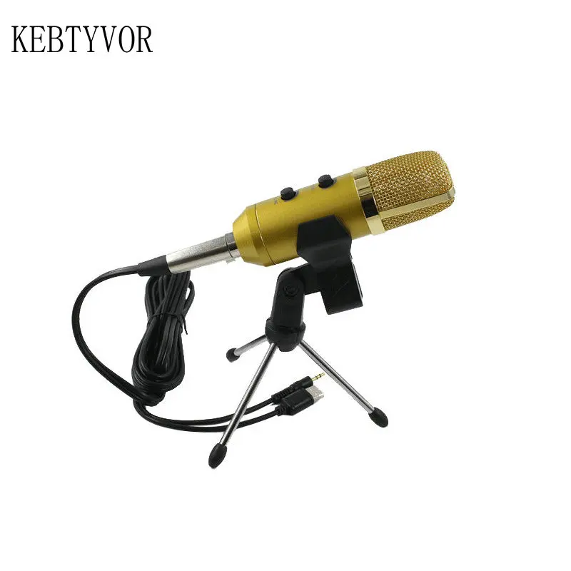 

New MK-F100TL USB Condenser Sound Recording Audio Processing Wired Microphone with Stand for Radio Braodcasting KTV Karaoke