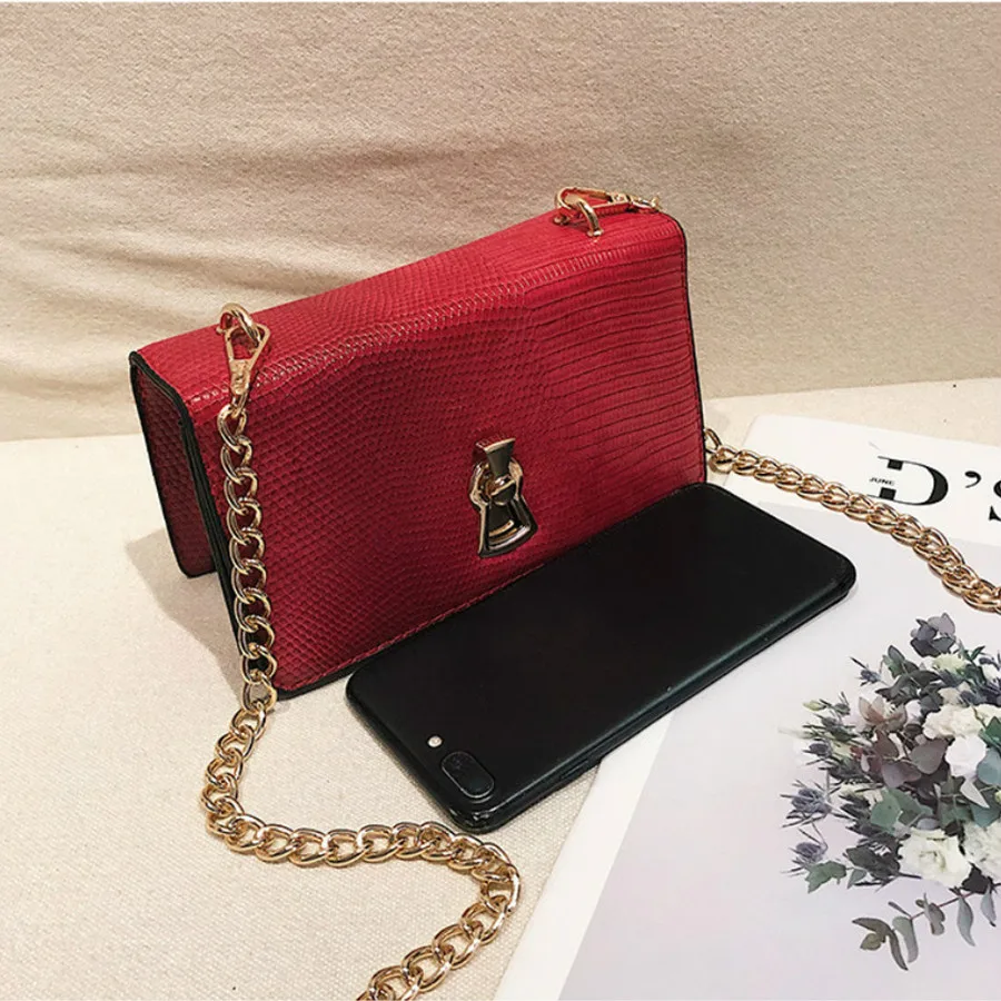 

New High Quality Small Square Bags Women Crocodile Texture Messenger Bag Cover Metal Chain Nightclub Style Shoulder Bags Ladies