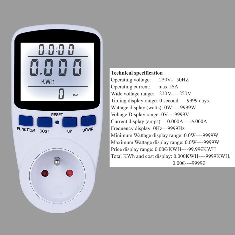 Большая скидка цифровой измеритель мощности с подсветкой счетчик энергии ваттметр кВтч Ток Напряжение Мощность анализатор энергии розетка