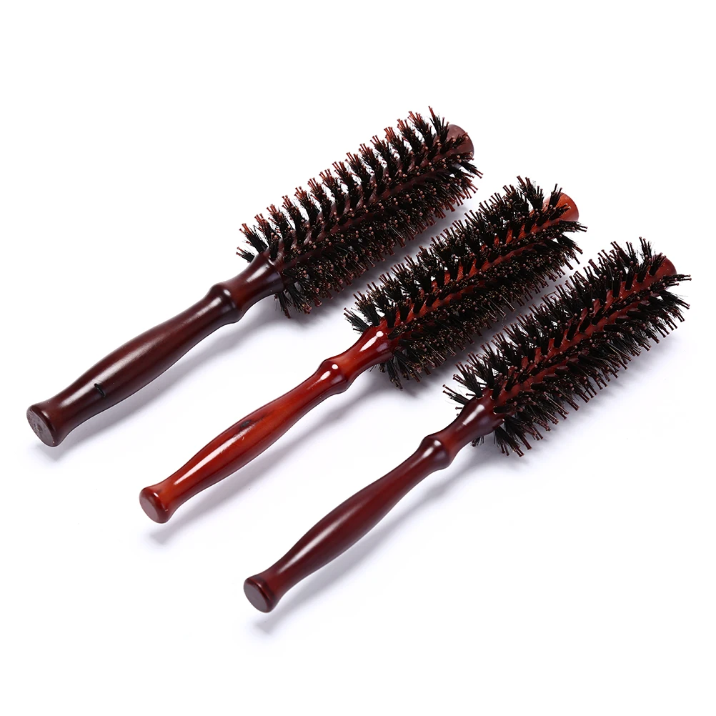 6 Types Wood Handle Pig Mane Bristle Anti Static Hairbrush Tangle Hair Comb Salon Hair Styling Tools Twill Curly Hair Brush Comb
