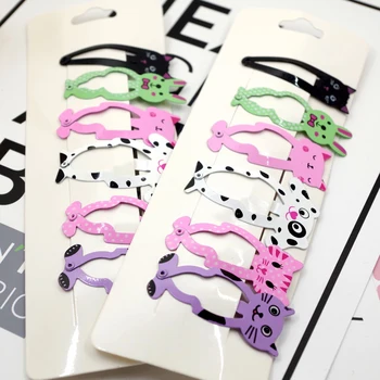 

6PCS/Lot New Snap Clips Hairpins Little Girl Cute Cartoon Animal Barrettes Kid Headwear Hair Clip Children Gift Hair Accessories