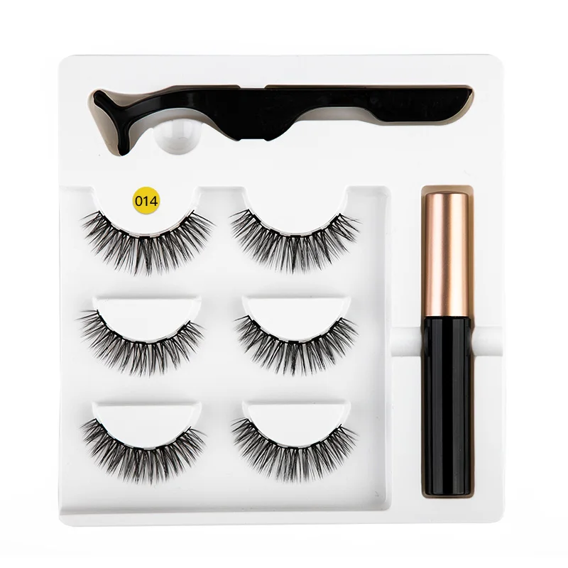 14 Горячая Распродажа, 5 магнитных ресниц, магнитная жидкая подводка для глаз и магнитные накладные ресницы и пинцет, набор водостойких длинных ресниц - Цвет: 14