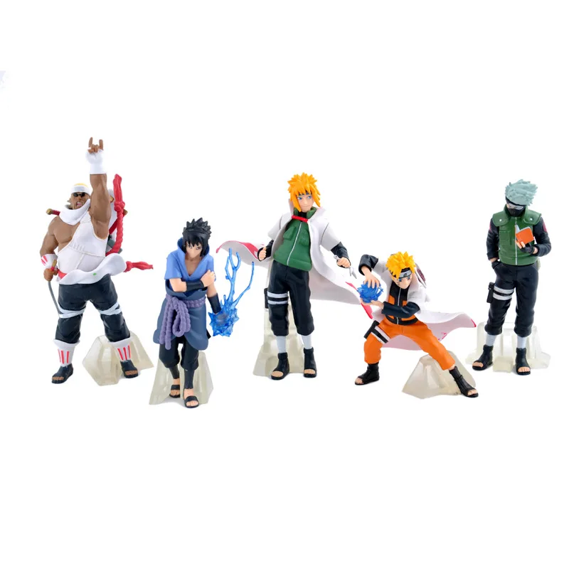 

5 Piece 12CM PVC Naruto Action Figure Sasuke Minato Kakashi Killer B Naruto Car Furnishing Articles Model Holiday Gifts Ornament