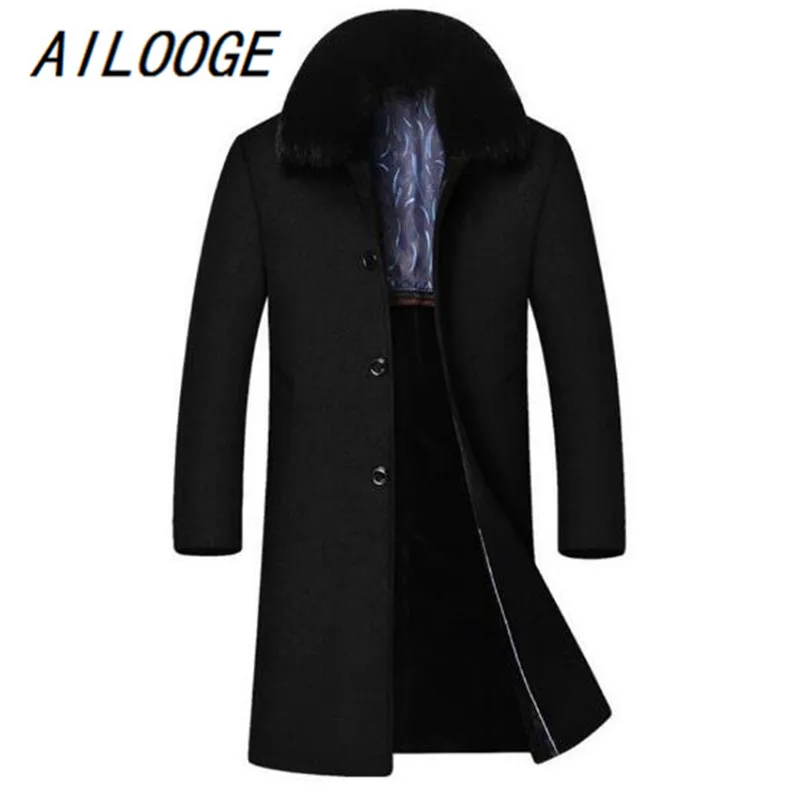 AILOOGE Winter high end men's jacket business casual warm coat Plus