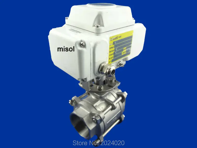 electric valve, motorized valve DN50 (reduce port) 2 way, 220v, stainless steel, with manual switch