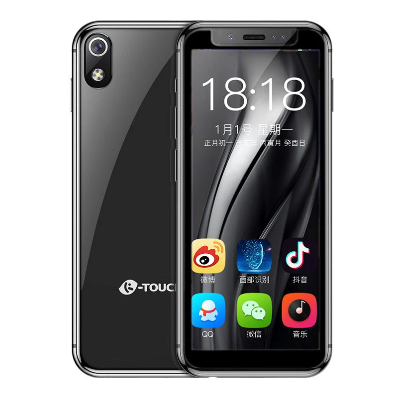 Мини 4G мобильный телефон K-TOUCH I9 телефон с металлической рамкой 16G 32GB 64GB rom Android 8,1 3,5 дюймов Face ID WiFi gps маленький смартфон - Цвет: Black