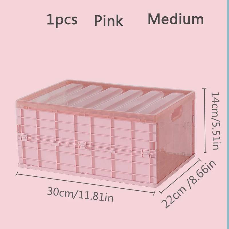 Большая складная коробка для хранения пластиковая ткань Органайзер чехол Крытая Коробка для хранения настольная коробка для хранения автомобиля шкатулка для дома ящик для посуды - Цвет: Pink-M