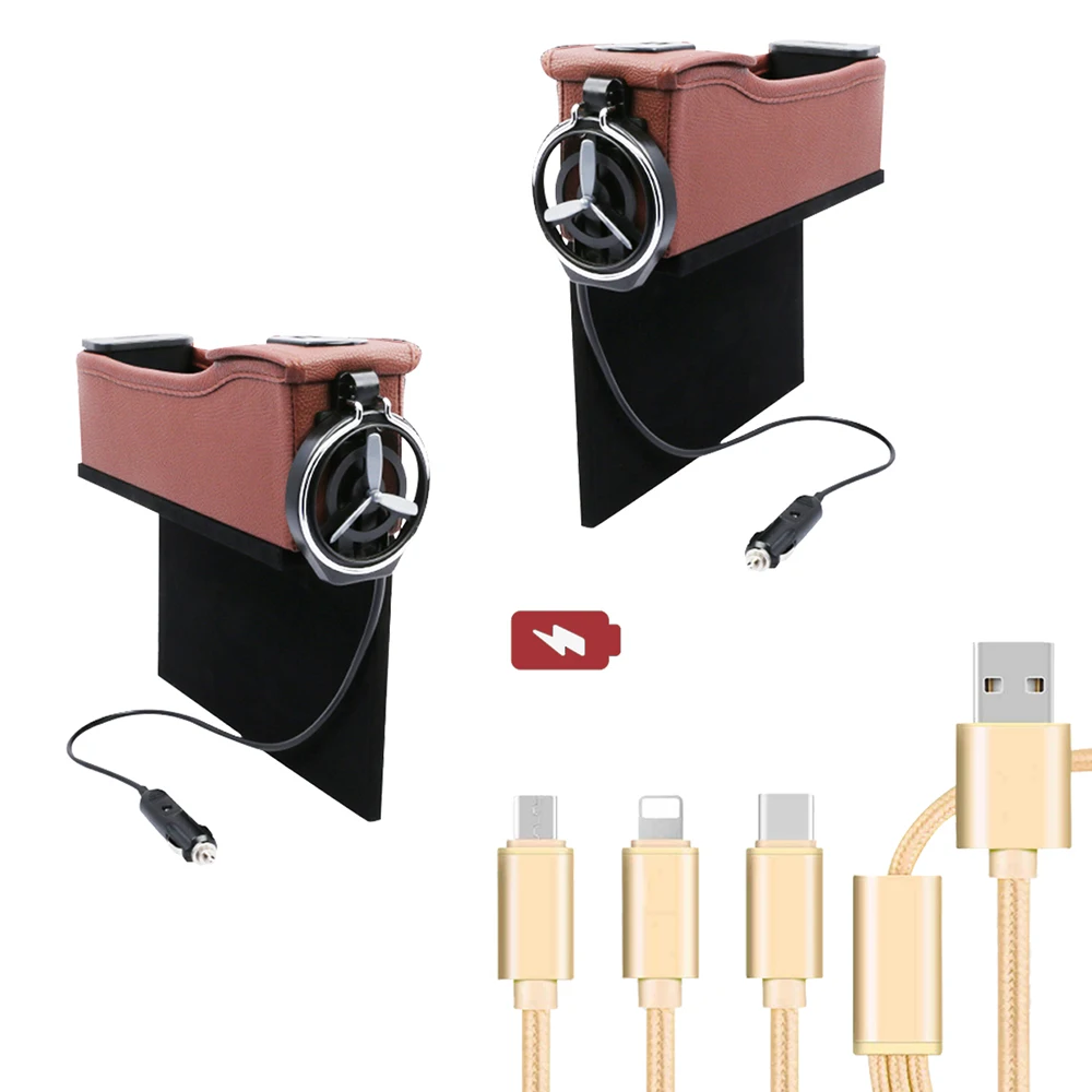 Сумка для хранения автомобиля двойной порт USB Многофункциональная Кожаная Коробка для Ловца сидений автомобиля чашки катушки карманный органайзер для хранения
