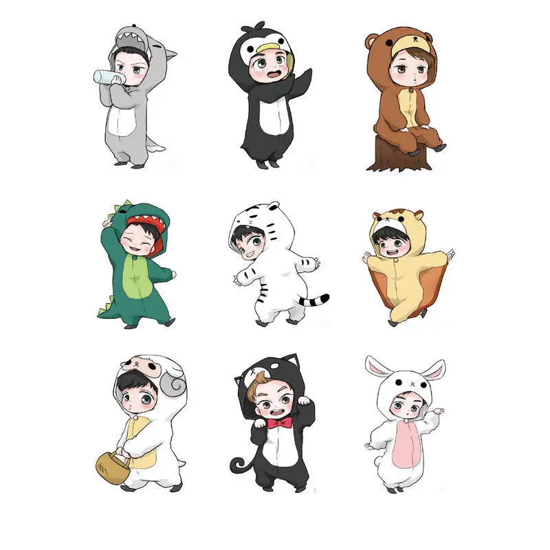 SGDOLL Kpop Bangtan Boys BTS Cartoon Suga Jin Cute Decal Stickers