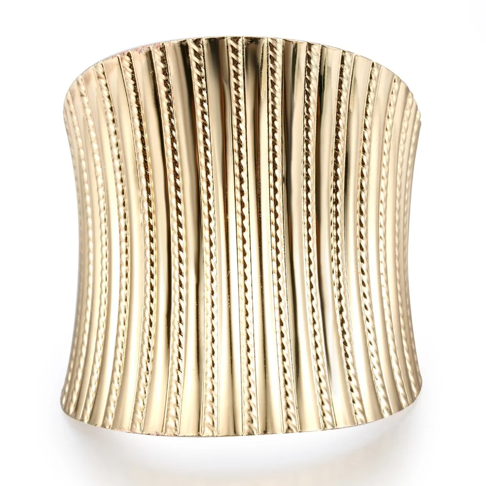 

1PC Fashion Boho Open Bracelets Gold Color Cuff Bangles Bracelets For Womens Men Jewelry Punk Hand Cuffs B18