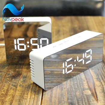 

1pcs/lot Mirror alarm clock Multifunction LED Clocks Makeup mirror Alarm clock Battery Plug-in Dual-use Mirror Alarm clock