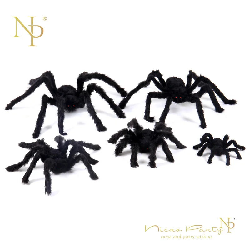 

Nicro 1Pcs 30/50/60cm Halloween Horrible Big Black Furry Fake Spider Creep Trick Or Treat April Fool's Day Decoration #Oth51