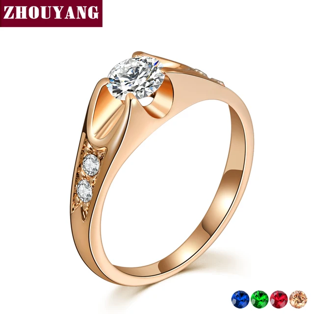 ZHOUYANG Anello di Cerimonia Nuziale Per Le Donne Classic Cubic Zirconia Oro Ros ZHOUYANG Anello di Cerimonia Nuziale Per Le Donne Classic Cubic Zirconia Oro Ros