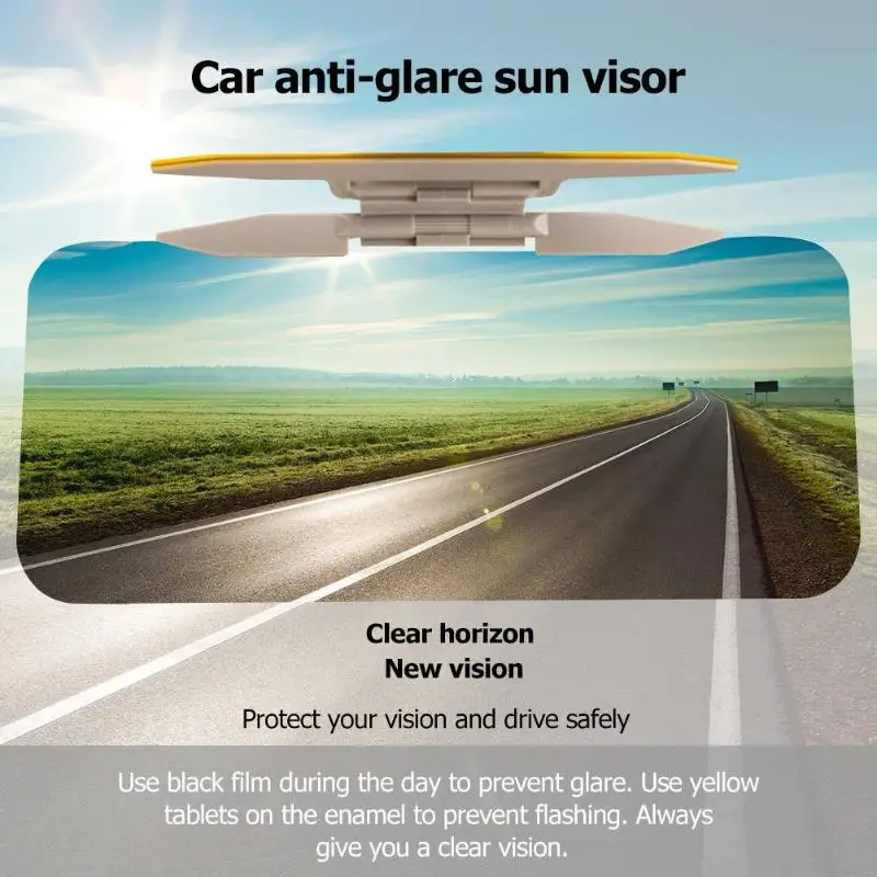 

2in1 Car Sun Visor HD Anti Sunlight Dazzling Goggle Day Night Vision Driving Mirror UV Fold Flip Down Clear View Driving Mirror