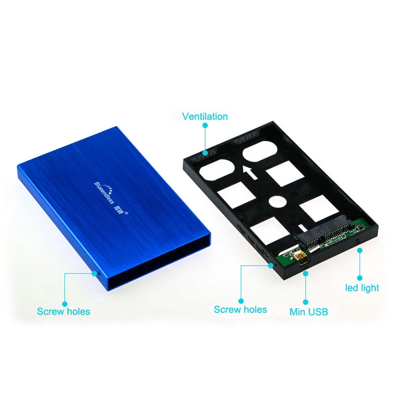 ide hdd box 2.5'' usb 2.0 hdd enclosure aluminum hard disk cases 2.5 inch disco duro caddy suit for 1TB 9.5 mechanical hard disk (4)