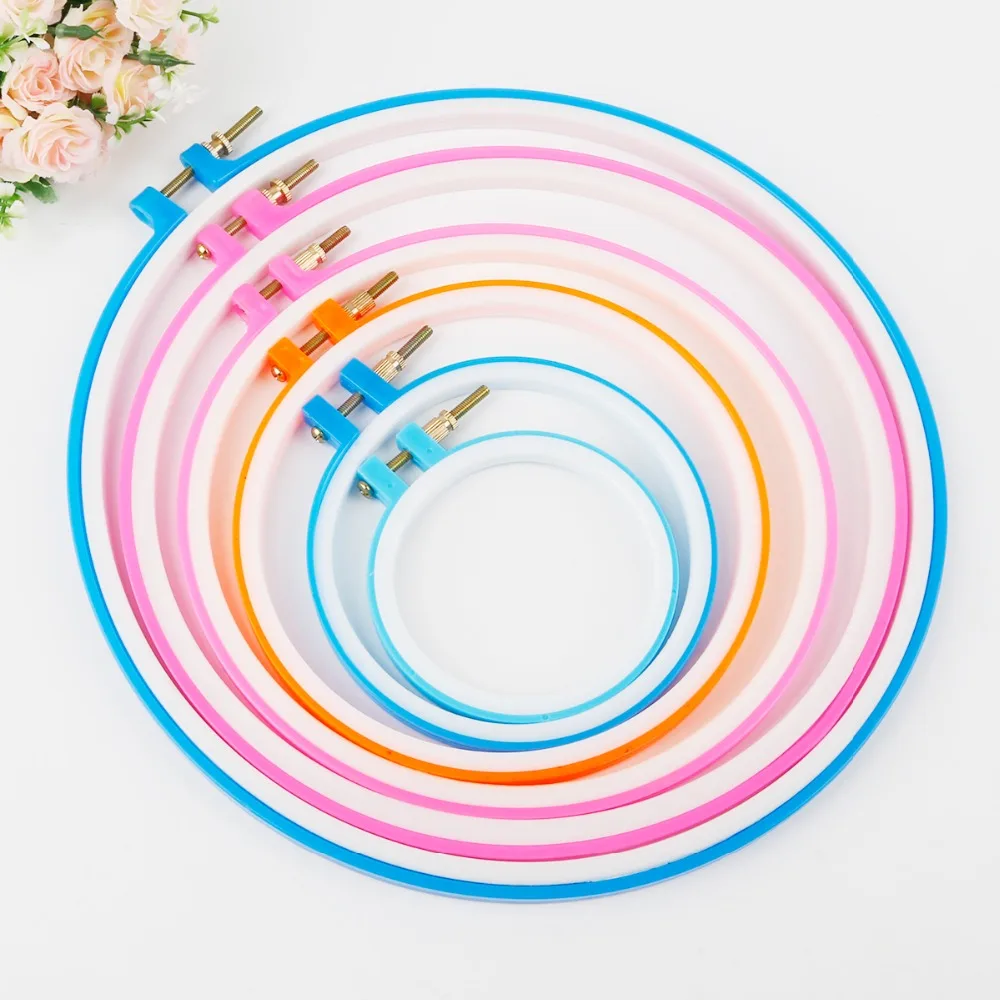 

1pc Random Colors Cross-Stitch Tool Plastics Round Embroidered Frame Sewing Hoop Ring Home Decoration Accessories