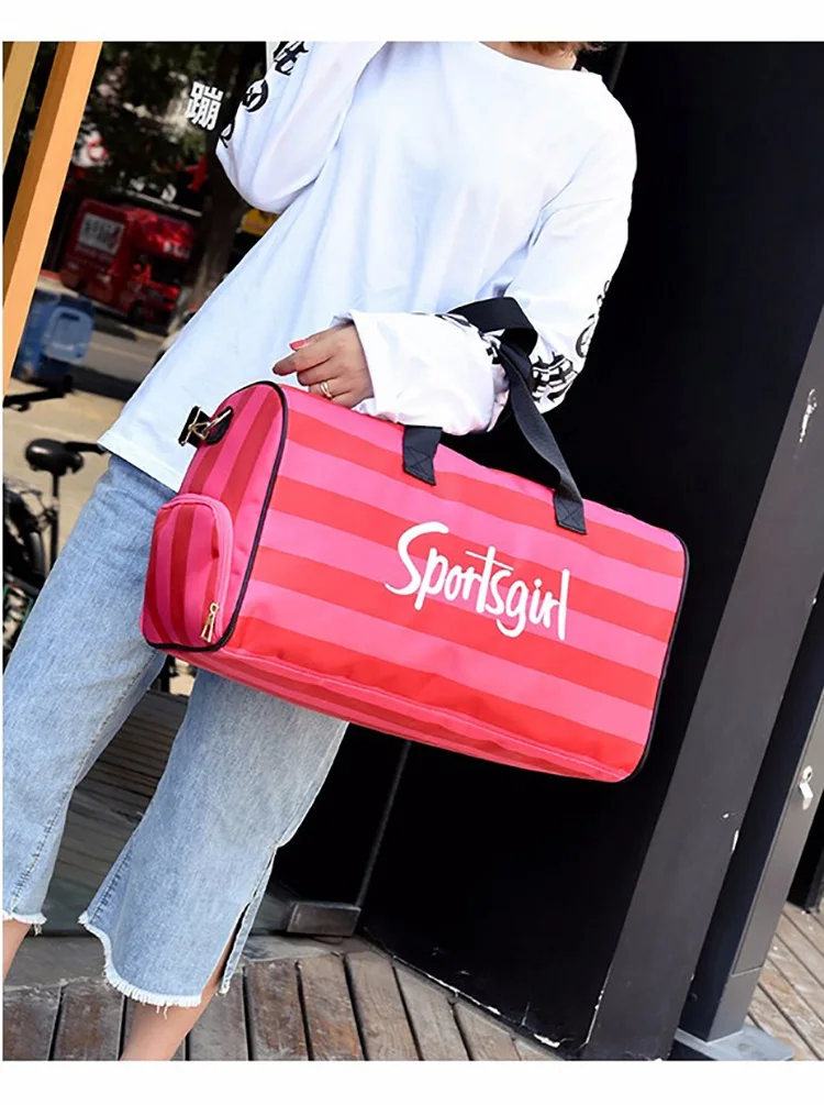Лидер продаж, новинка, полосатая розовая сумка для девочек, женские сумки известных брендов, нейлоновые сумки большой емкости