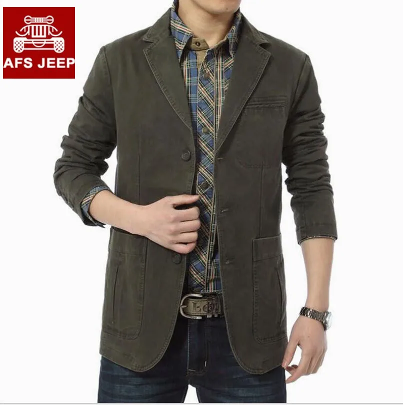 

Plus size 4XLBrand AFS JEEP jacket Men 2016 New Autumn winte Spring business man casual coat jackets 100% cotton single breasted
