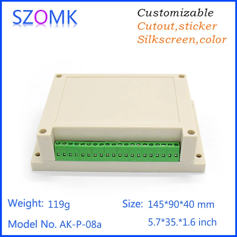 Szomk пластиковая коробка для электроники(4 шт.) 145*90*40 мм корпус на din-рейку пластиковая коробка распределительный корпус блок управления