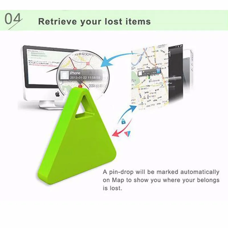Треугольная двусторонняя сигнализация, устройство защиты от потери Bluetooth Смарт-объектов, чтобы найти небольшие предметы