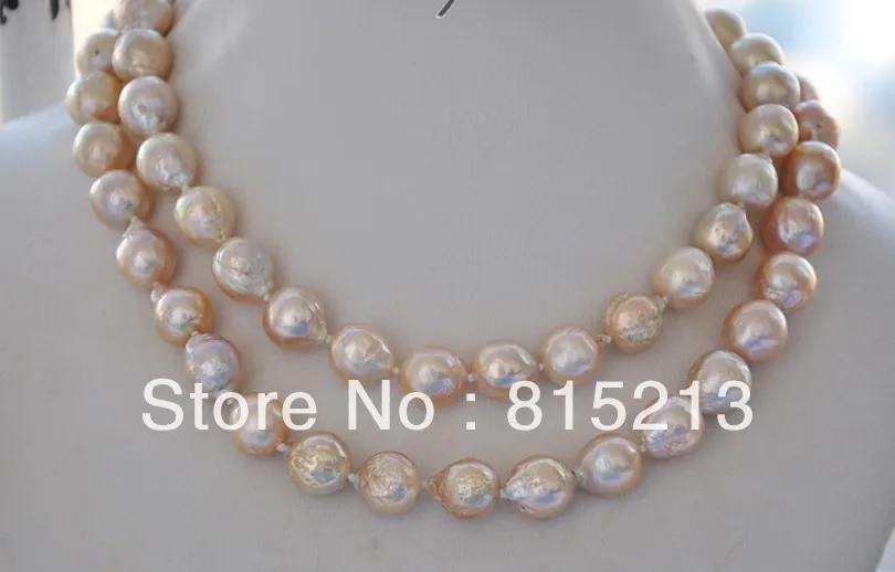 

ddh00793 Pink 10-11mm round keshi reborn freshater pearl necklace 33inch