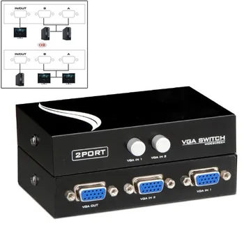 2016 New Round Press Button Two Way VGA Switch Splitter Black