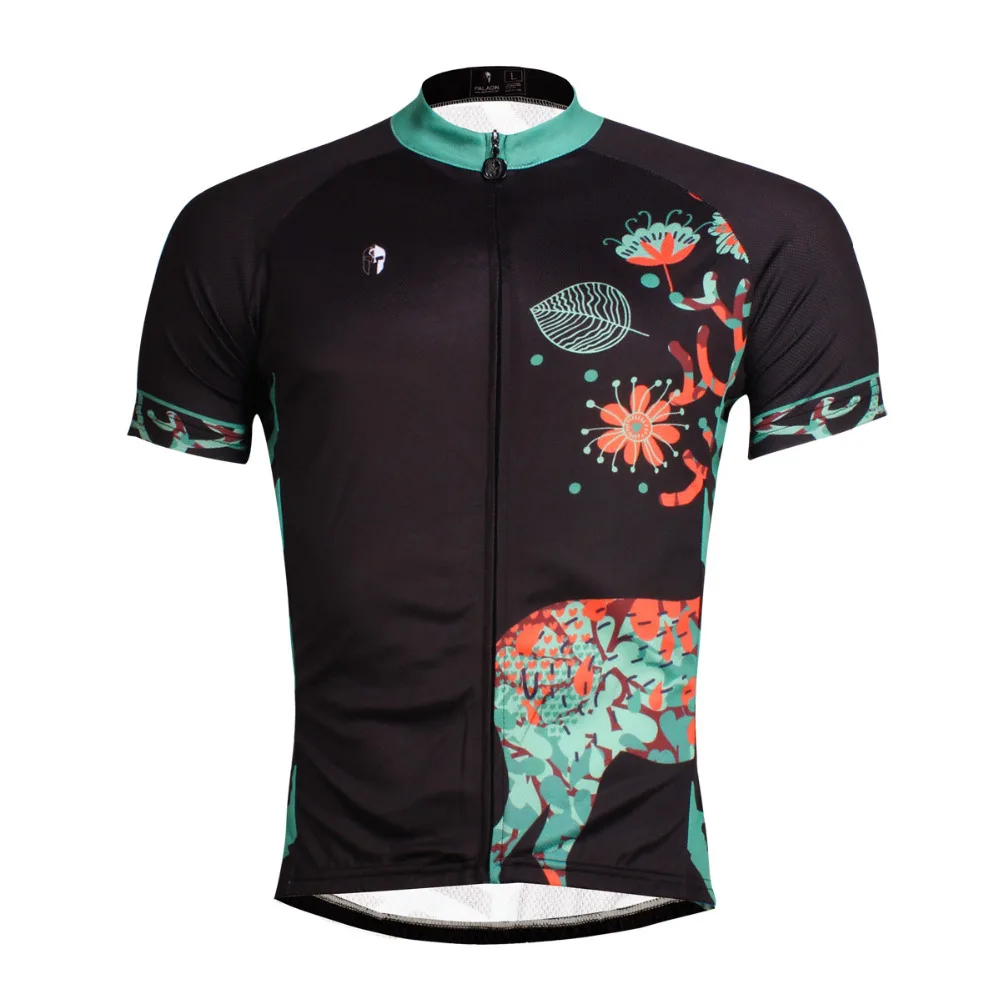 Олень узор Для мужчин 100% полиэстера черный короткий рукав Велоспорт одежда летние дышащие велосипед Джерси Размеры S к 6XL