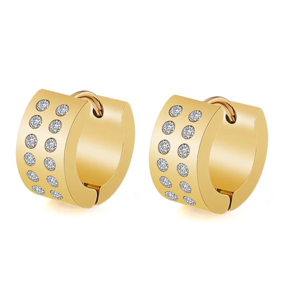 

Fashion stainless steel cubic zirconia earrings for women fashion trendy metal hoop earrings circle jewelry female accesories