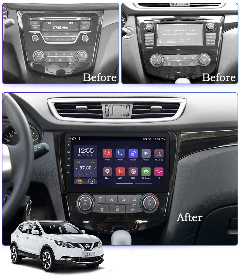  2G RAM 32G ROM Android 8.1 Car Auto Radio GPS Navigation Multimedia Player for 2013-2016 Nissan Qas