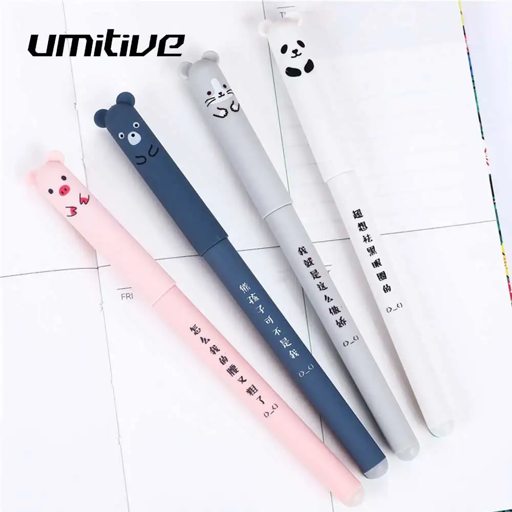 

Umitive 1 pcs 0.35 mm Erasable Blue Ink Cartoon Animal Gel Pen Ballpoint For Student Gift School Office Supplies Stationery