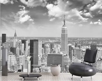 

Custom Photo Wall Paper black&white New York City Scenery 3d Photo Mural Wallpaper For Living Room Background 3d Wall Mural