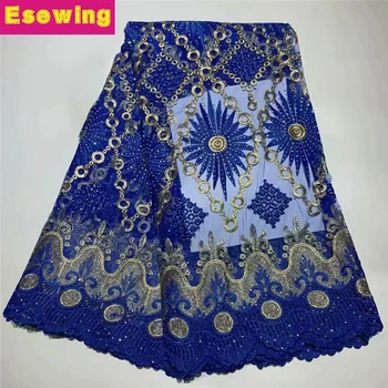 

Blue African Beaded French Tulle Lace Fabric 2019 African French Lace Fabric High Quality Nigerian Embroidery Tulle French Lace