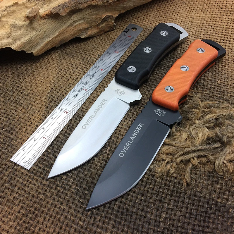 

2 Options! TOPS OVERLANDER Survival Fixed Knives,7Cr17Mov Blade G10 Handle Full Tang Camping Tactical Knife.