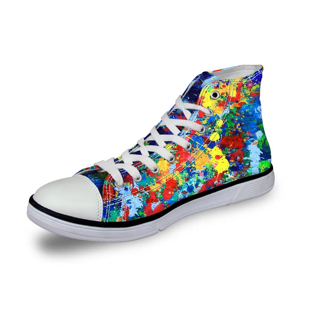 

Noisydesigns ladies vintage high top sneakers girls casual vulcanized outdoor footwear Women 3D graffiti print flat canvas shoes