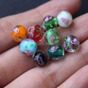

30Pieces/Lot 8mm 10mm Lampwork Glass Beads Flower Mix Color for jewelry making