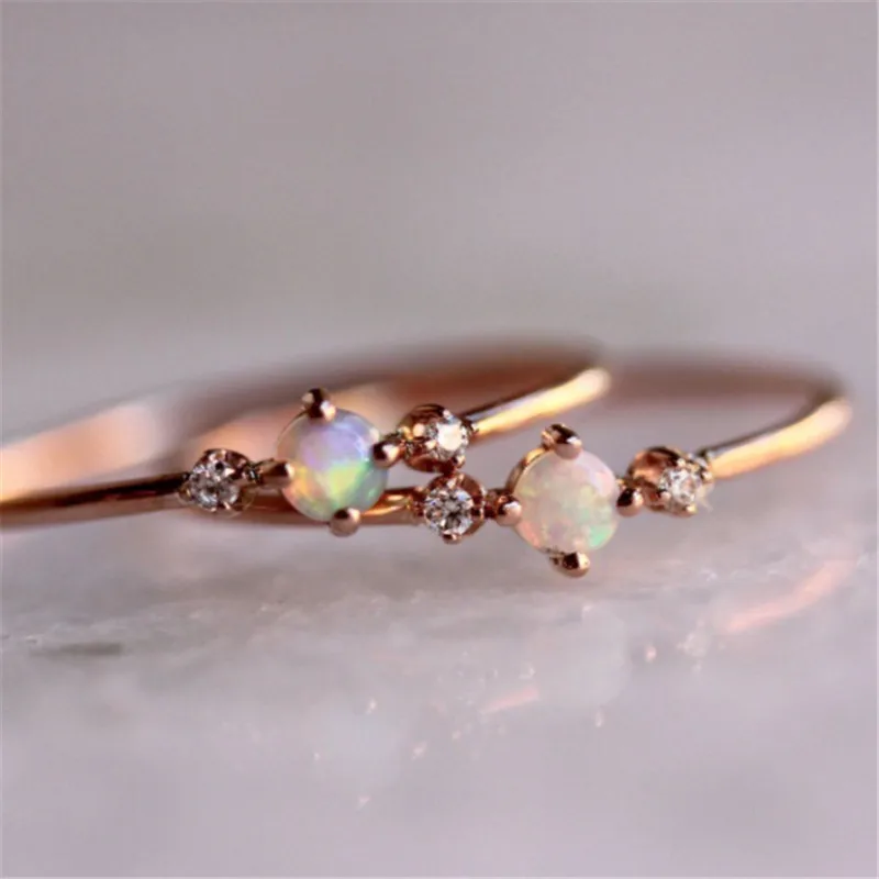 

Modyle New Design White Fire Opal Ring For Women Crystals Engagement Rings Female Anel Jewelry Bijouterie Wholesale