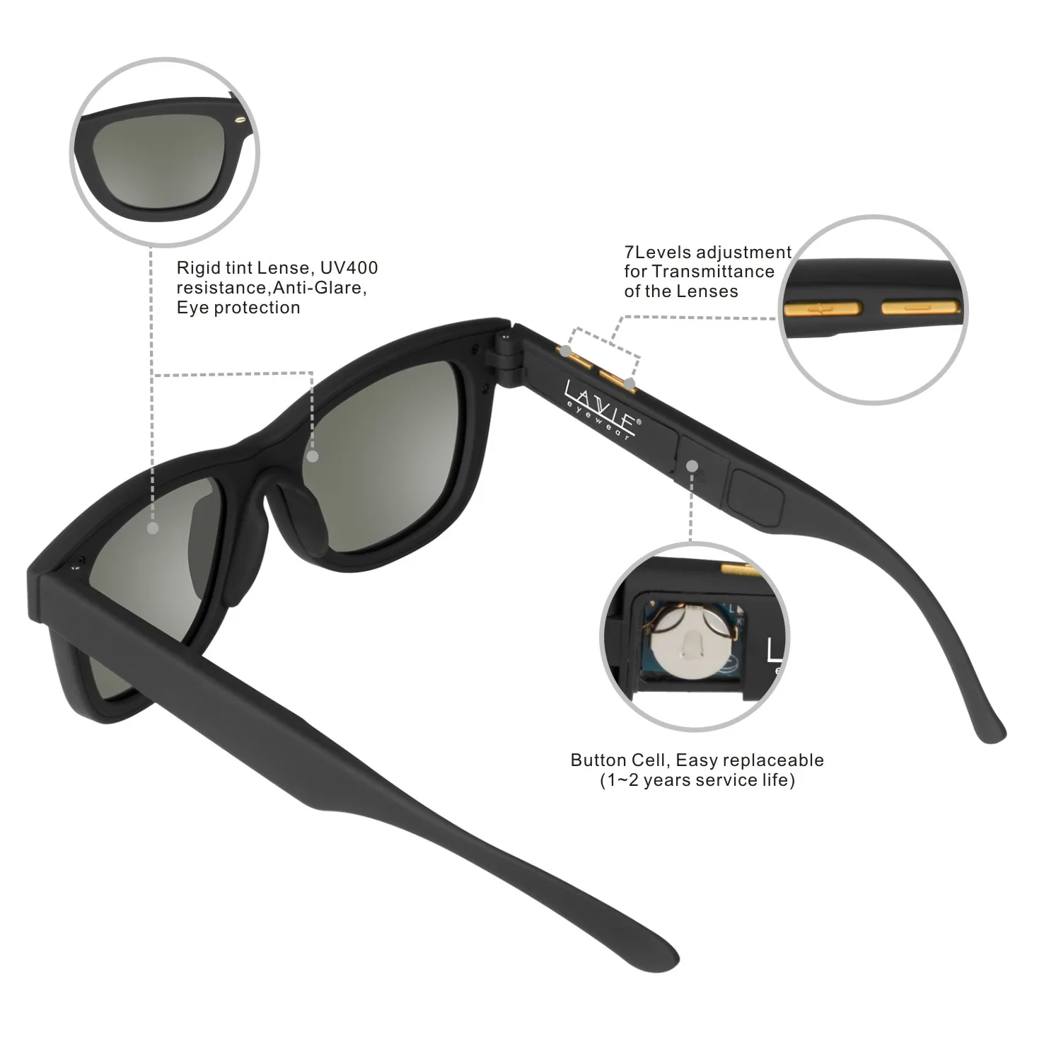 Original Magic Sunglasses LCD Polarized Lenses Adjustable Darkness