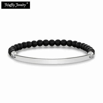 

6mm Black Matt Obsidian and Silver Bead,2017 Ts Glam Classic Gift In 925 Sterling Silver,Thomas Style Soul Gift for Women